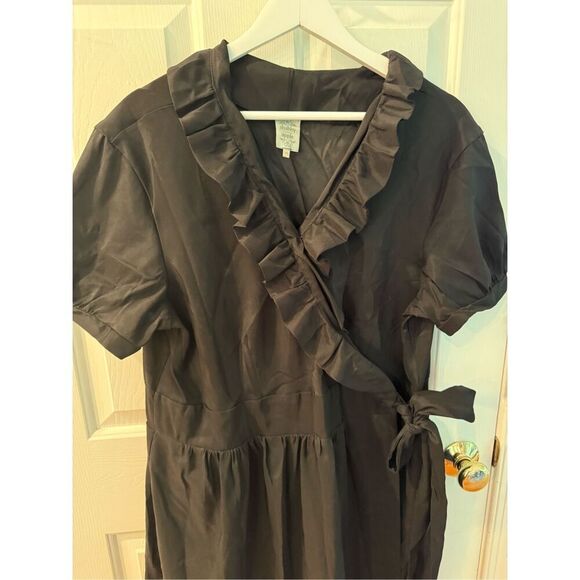 Shabby Apple Black Ruffle Wrap Short Sleeve Dress sz WS  1X EUC - Picture 3 of 10